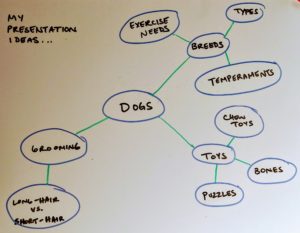 Image of a hand-drawn brainstorming bubble diagram.