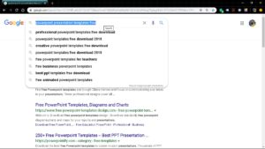 Image of a screenshot Google search for PowerPoint themes.