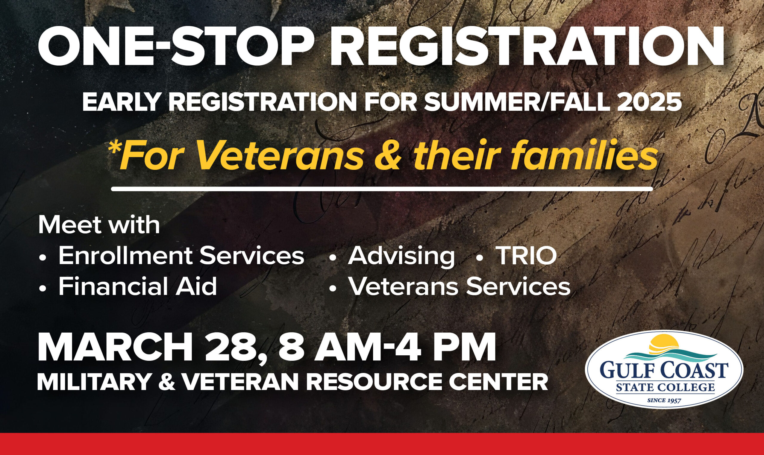 Gulf Coast State College Hosts One-Stop Registration for Military, Veterans, and their Families